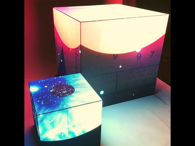 LED Cubes with moving images.