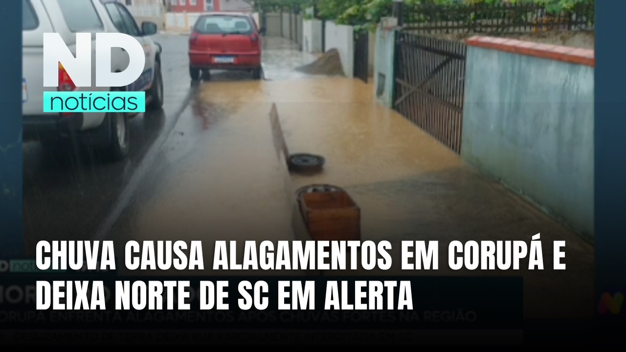 Chuva forte provoca alagamentos em Corupá e eleva risco no Norte de SC