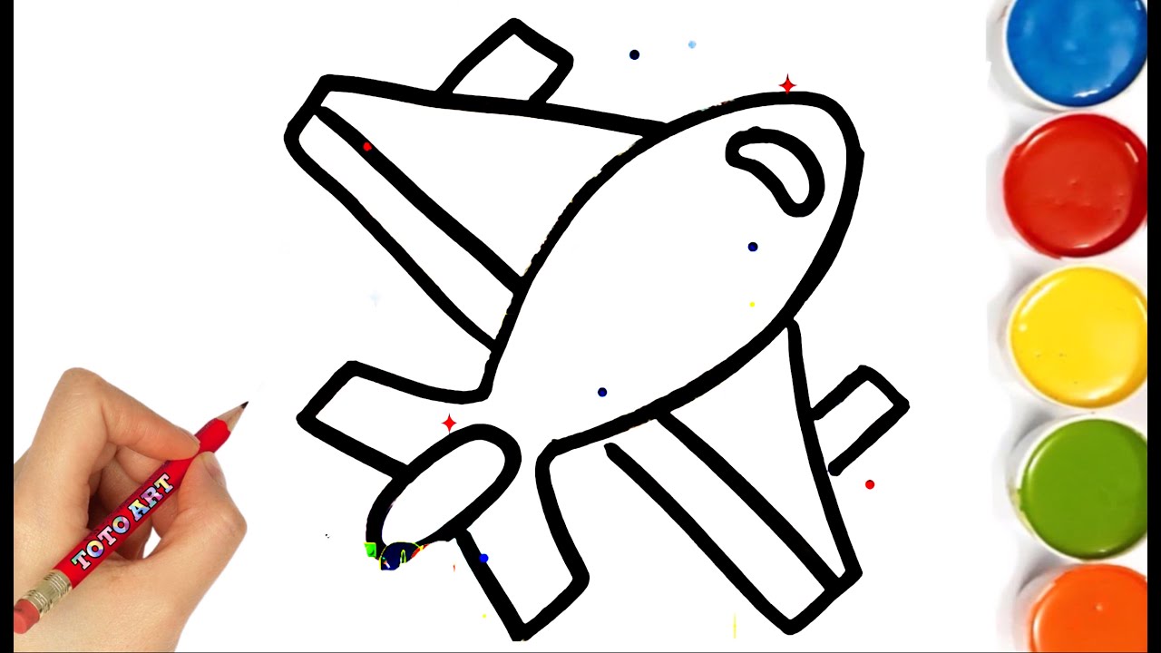 How to draw air plane -Colouring for Kids & Toddlers |Draw, Paint and ...