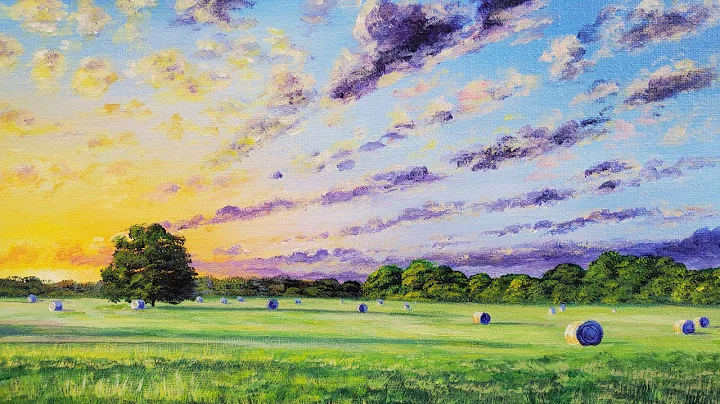 Hay Bales Landscape Acrylic Painting LIVE Tutorial