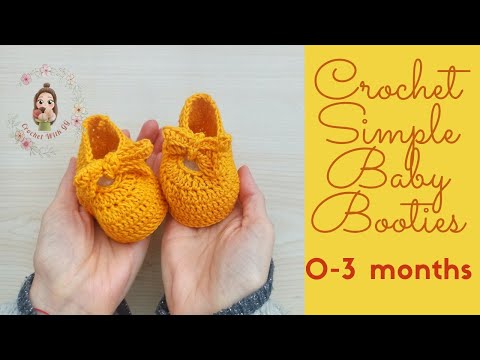 Crochet Simple Baby Booties/ 0-3 months / Beginner Friendly Tutorials