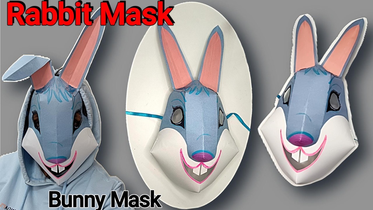 how to make rabbit mask | bunny mask craft | animal mask | paper mask ...