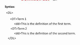 Using Definition list in HTML - PowerPoint Presentation