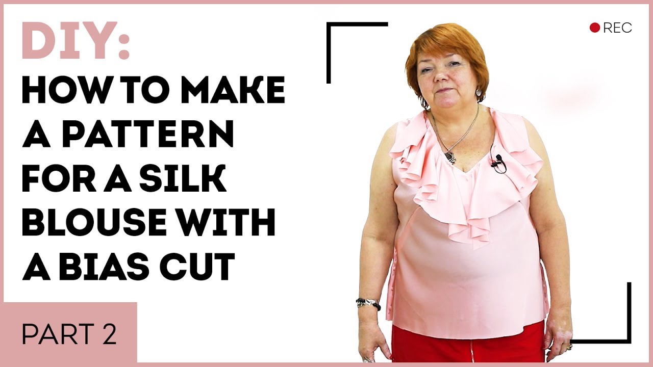 DIY How to make a silk blouse with bias cut. Making ruffle for a silk