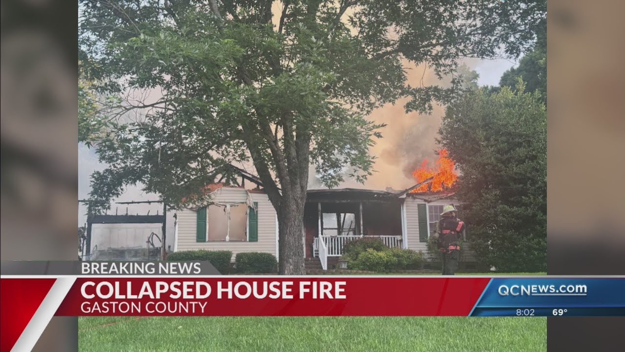 Gaston County house collapses from fire - YouTube