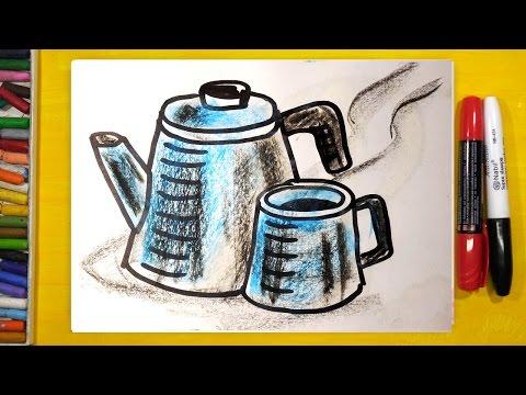 Как нарисовать ЧАЙНИК и ЧАШКУ для мальчика / Урок рисования для детей