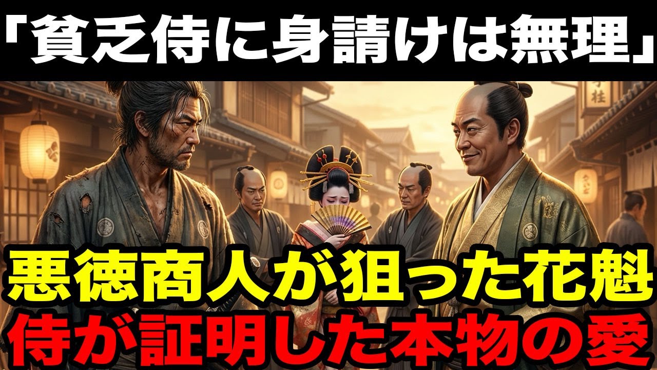 【スカッと】「貧乏侍が身請けなんて無理だ」悪徳商人に売られそうになった花魁...堅物な侍が証明した“本物の愛”！