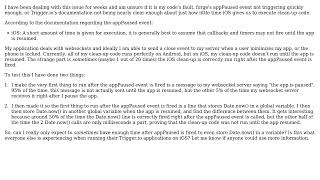 Is The Apppaused Event Working Properly For Me I Am Getting Some Weird Behavior With My