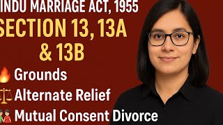 Section 13 Divorce Grounds Explained | Mutual Consent Divorce | Hindu Marriage Act 1955 #CLAT #legal