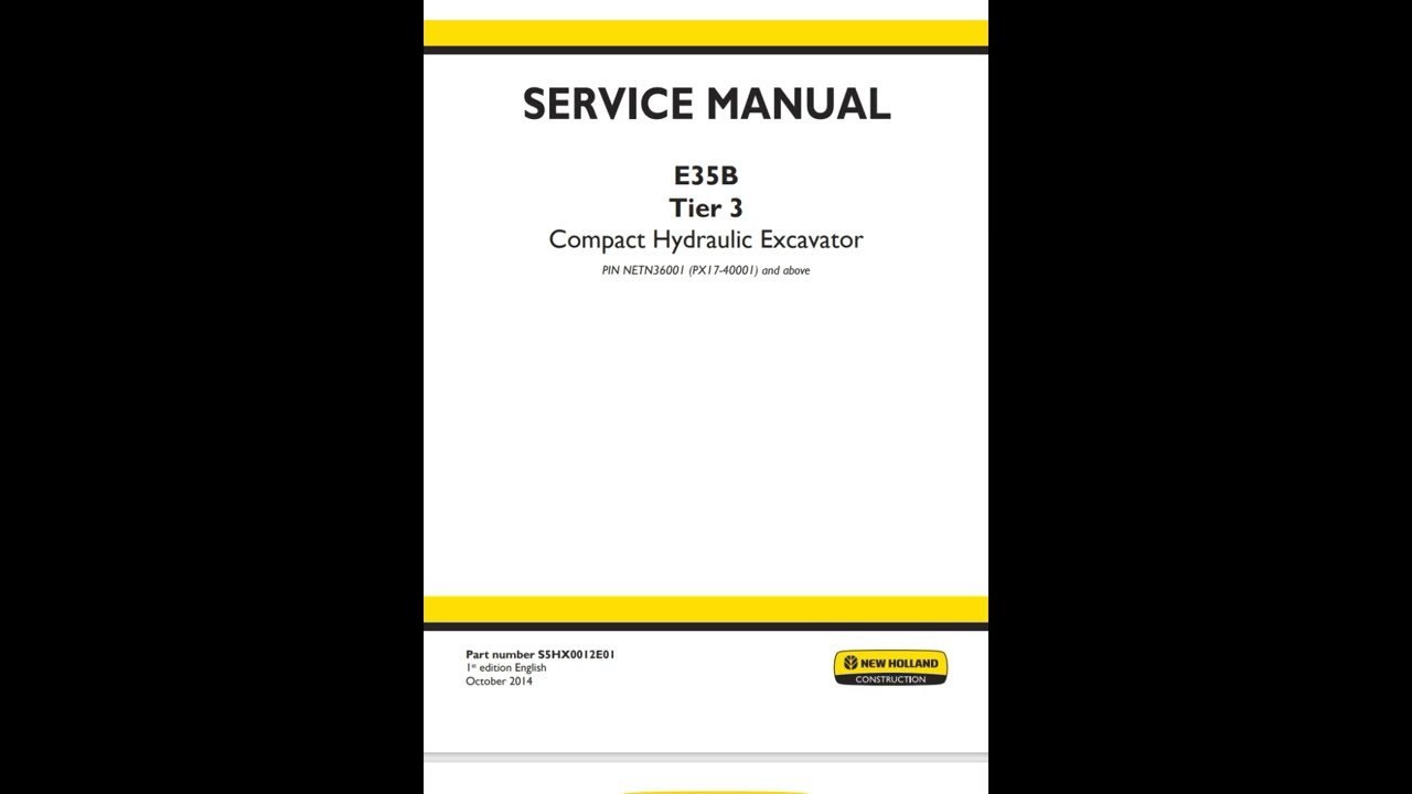 New Holland E35B Compact Excavator Tier 3 Service manual