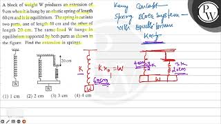A block of weight \( \mathrm{W} \) produces an extension of \( 9 \m...
