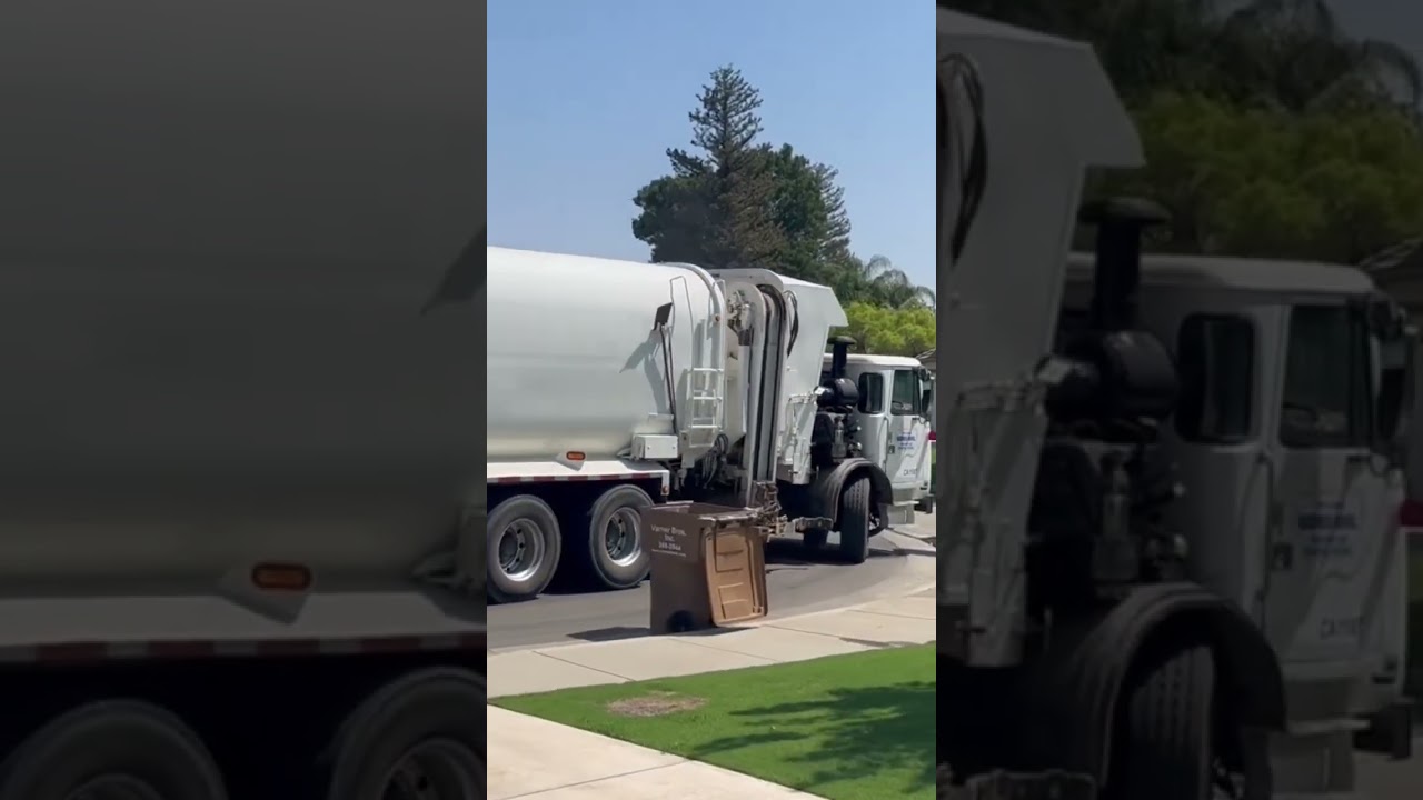 Amrep garbage truck collecting trash! 