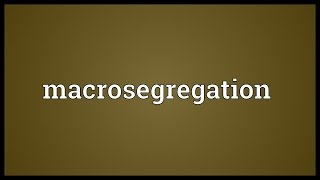 Macrosegregation Meaning Wealth