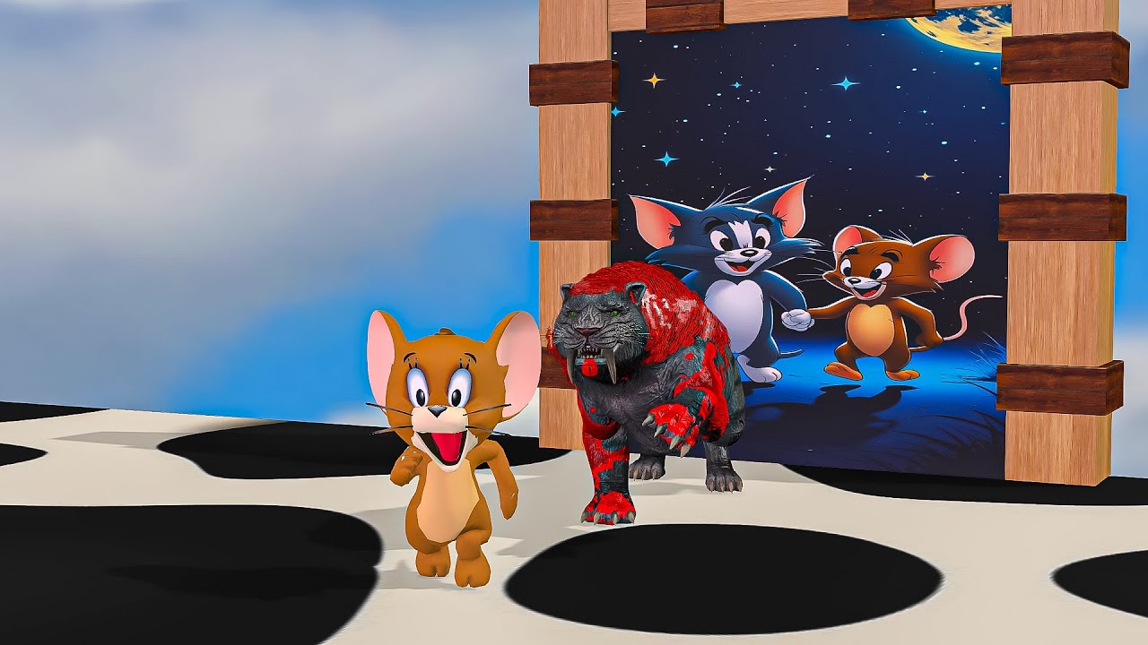 jerry and evil saber tooth tiger run cartoon videos || #jerry # ...