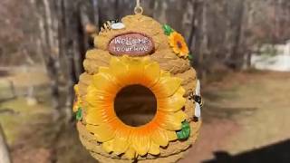 Bird Houses For Outside Hand Painted Decorative Bird House, Waterproof Resin Hanging Birdhouse For