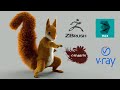 Making Cartoon Squirrel using Zbrush 2021.5 / 3ds Max / Ornatrix 6.2 and V-Ray 5