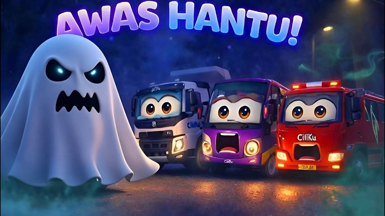 Awas Ada Hantu!😧👻- Roda Roda Kendaraan Berputar Melawan Hantu Lucu 🚑🎵| Lagu Anak Edukatif Terbaru 3D