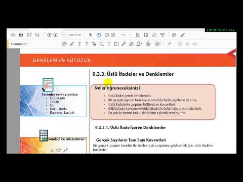 الصف التاسع تركي - رياضيات -الدرس التاسع : Üslü İfadeler ve Denklemler