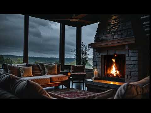 Cozy Cabin in the Rain 🔥🌧️ | Fireplace Sounds for Deep Sleep (7 Hours ...