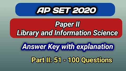 AP SET 2020 Paper II: LIS Question Paper with Key Part-II I In Telugu