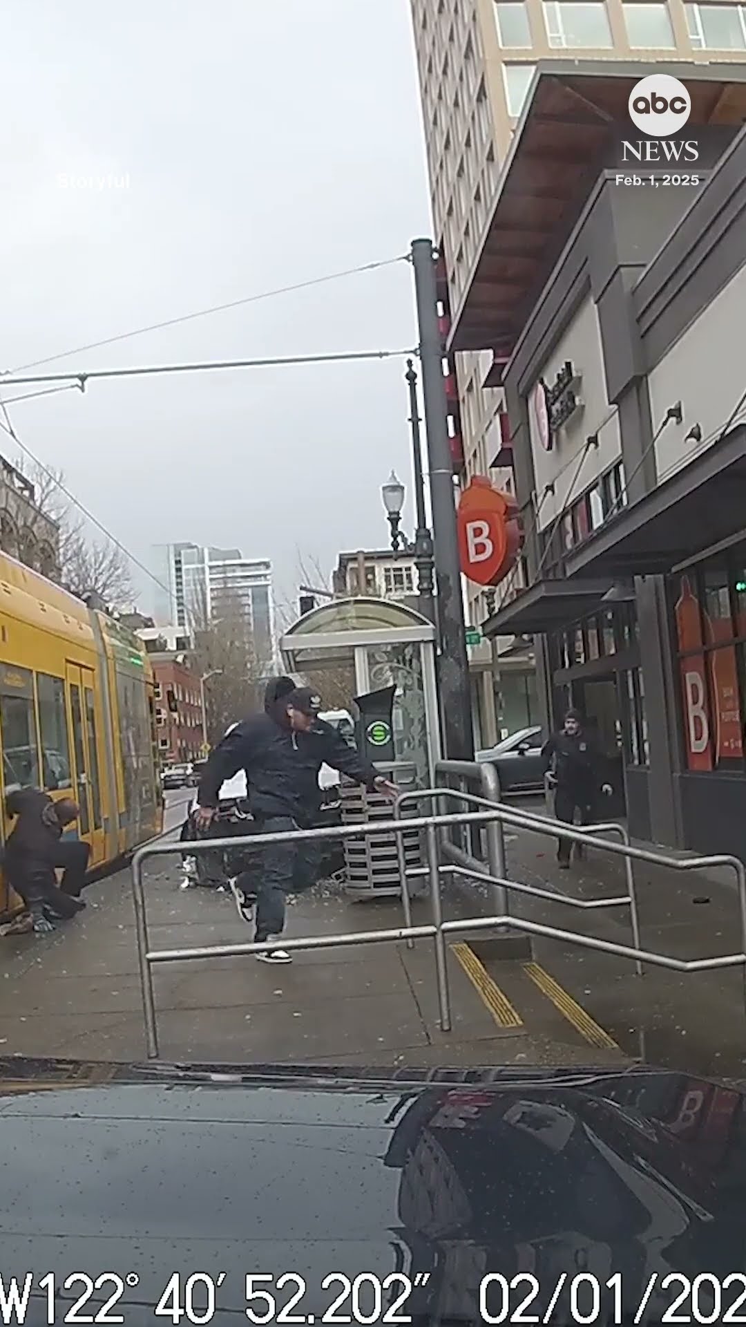 Commuters scatter as stolen car hits tram stop in Portland - ABC News