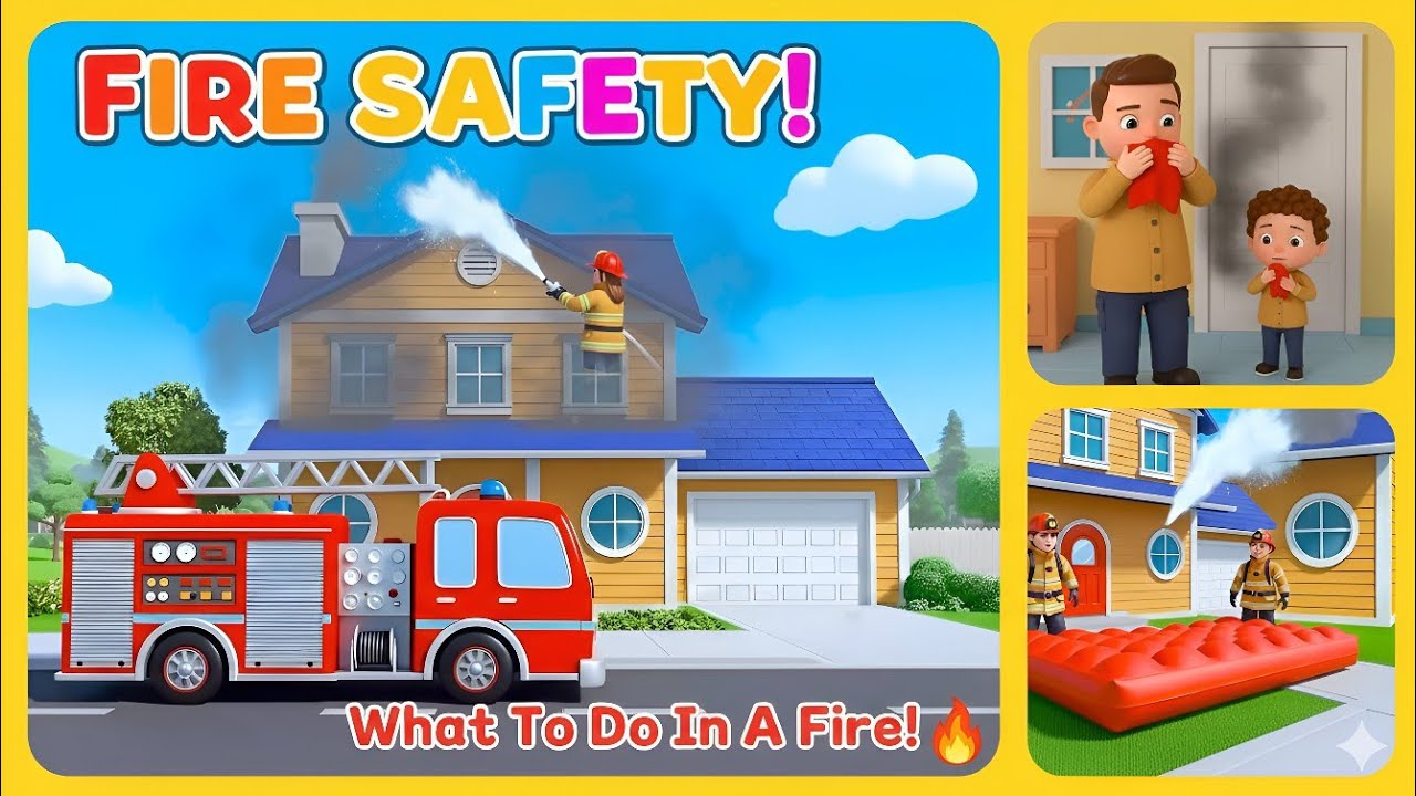 Fire Safety for Kids 🔥 | What To Do in a Fire | Learn Fire Safety Rules Video 