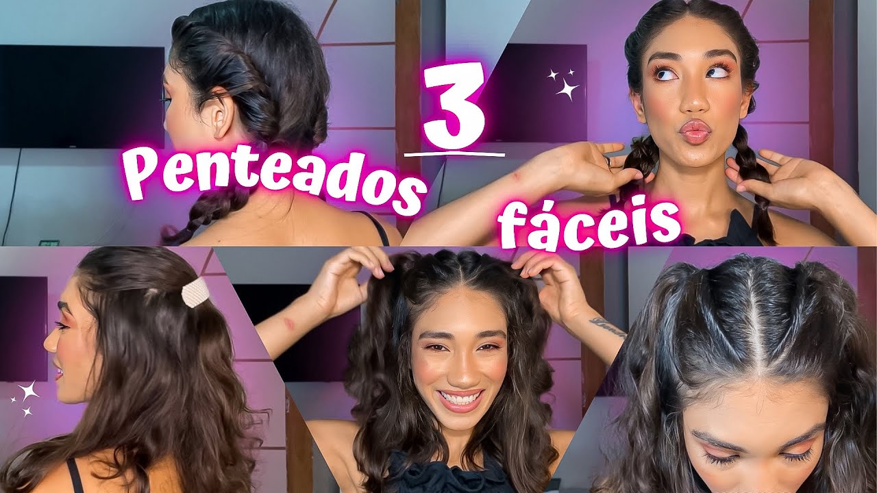 ENSINEI ALGUNS PENTEADOS FÁCEIS E RÁPIDO DE FAZER | day after, dia a dia, hairstyles (ondulada2abc)