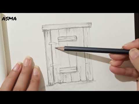 💯 Super Easy👌 Door drawing tutorial / realistic door and stone wall drawing