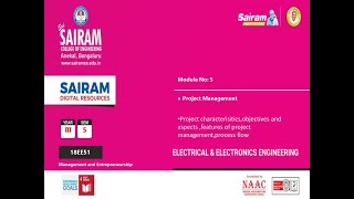 Lecture video 6 18EE51 Module 5 project processflow,identification ,characteristics ,aspect of PM Ma