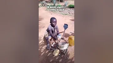 Boy in Africa made his own drum set 👏