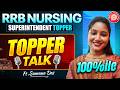RRB Nursing Superintendent Topper 🏆 | Sumana Das 😱 | Success Story 2026 #rrbnursing2026