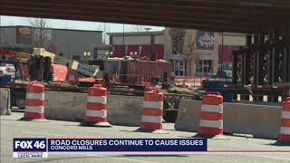 Road closures continue to cause major issues near Concord Mills