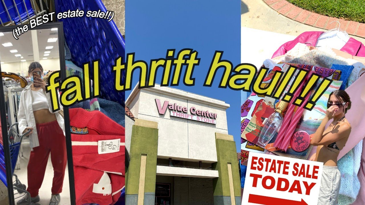 MASSIVE fall 2021 try on THRIFT HAUL + (the BEST estate sale finds!!!)