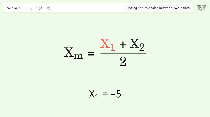 Find the midpoint between two points p1 (-5,-2) and p2 (3,-9): Step-by-Step Video Solution