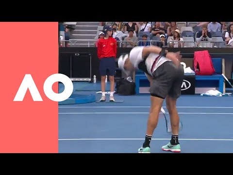 Coric's Huge Racquet Smash V Pouille (4R) | Australian Open 2019