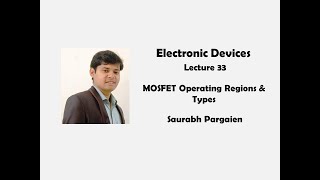 Lecture 33 MOSFET operating Regions and Types