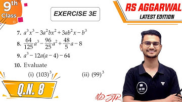 Rs Aggarwal Class 9 | Ex 3E Q. 8 | Chapter 3 Factorisation of Polynomials | @mdsirclass9