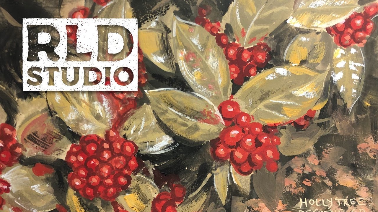 Painting a Holly Tree Scene using the Zorn Palette with Casein