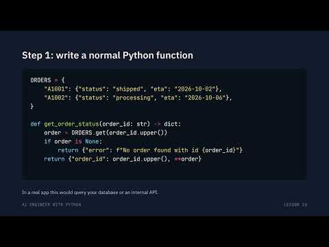 OpenAI Function Calling in Python (Tool Calling) | AI Engineer Course #10