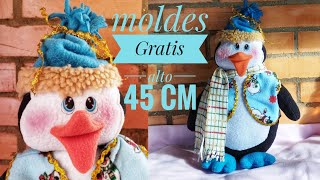 Hermoso Pingüino De navidad  de 45 cm de Alto/ Moldes Gratis. #navidad #manualidades