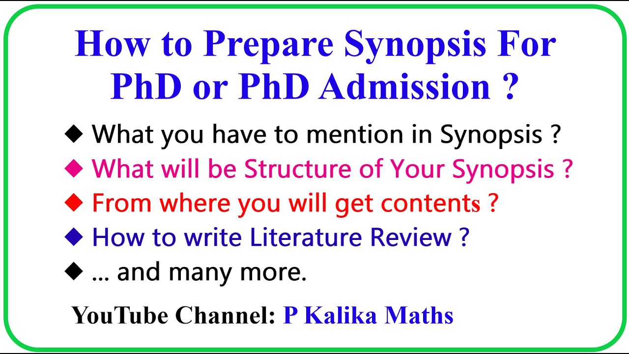 sgbau phd synopsis format