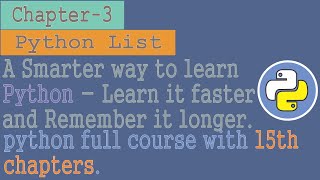python tutorial for beginners to advanced | Chapter - 3 | python list