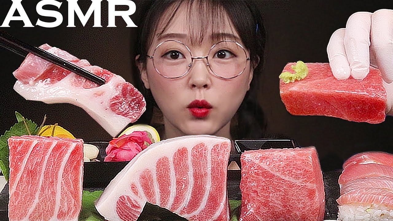 ASMR Еда сашими из тунца и суши! Самая вкусная часть голубого тунца | TUNA SASHIMI&SUSHI MUKBANG