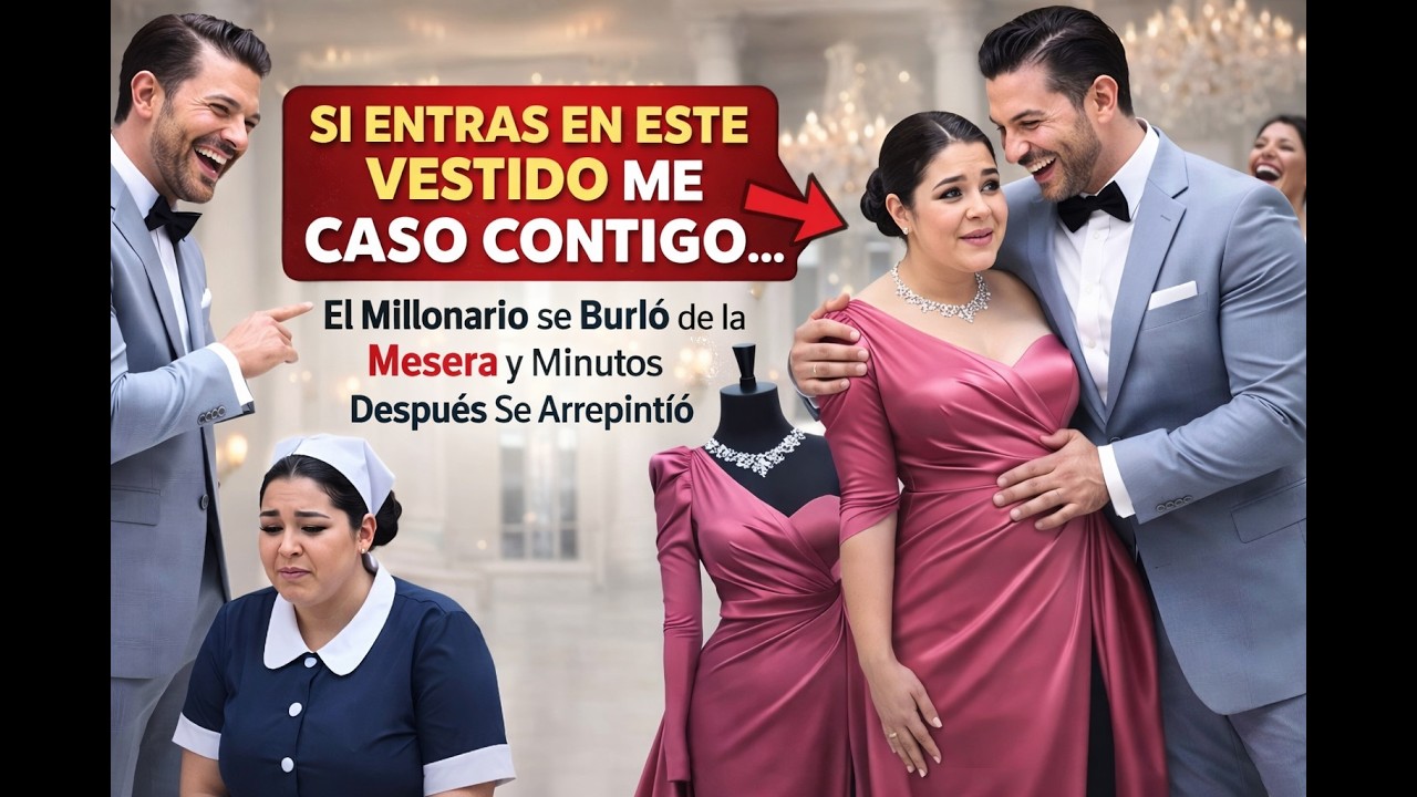 SI ENTRAS EN ESTE VESTIDO ME CASO CONTIGO… El Millonario se Burló de la Mesera y Minutos Después Se