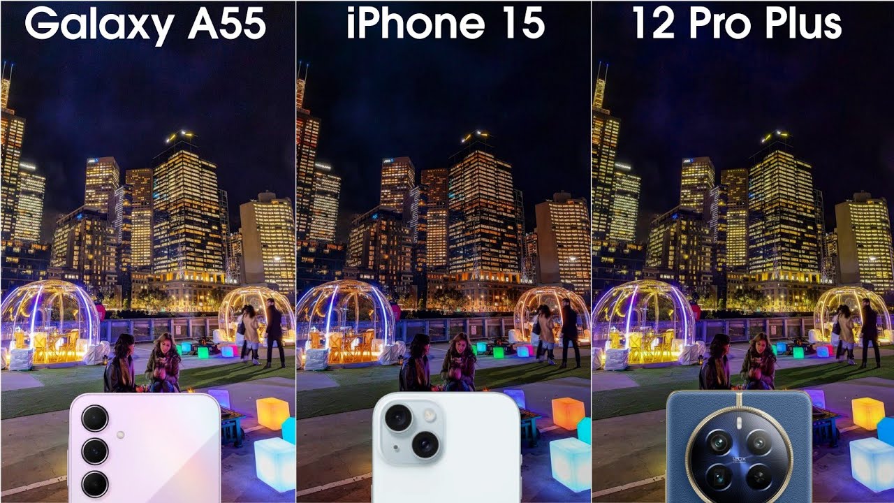Samsung A55 vs iPhone 15 vs Realme 12 Pro Plus Camera Test