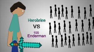 100 Enderman vs Herobrine (Minecraft) - Stick Nodes