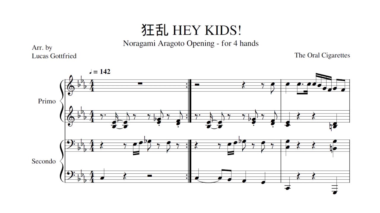 狂乱 Hey Kids Noragami Aragoto Op Arr For Piano 4 Hands Youtube