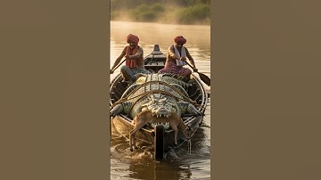 Fishermen caught a dangerous river monster #animals #ai #wildlife #asmr #dear #crocodile