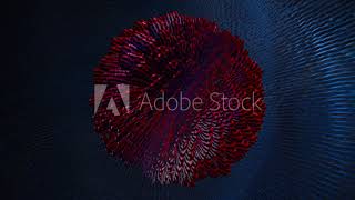 Abstract Red Ball On The Dark Blue Background.
