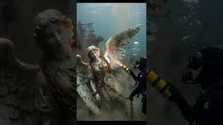 “Chained Statue Found Underwater – Divers Investigate”#OceanInvestigation #DeepSeaFind #ScubaDivers